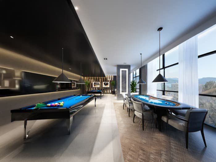 Billiards and card games room at Ashtech Presidential Towers