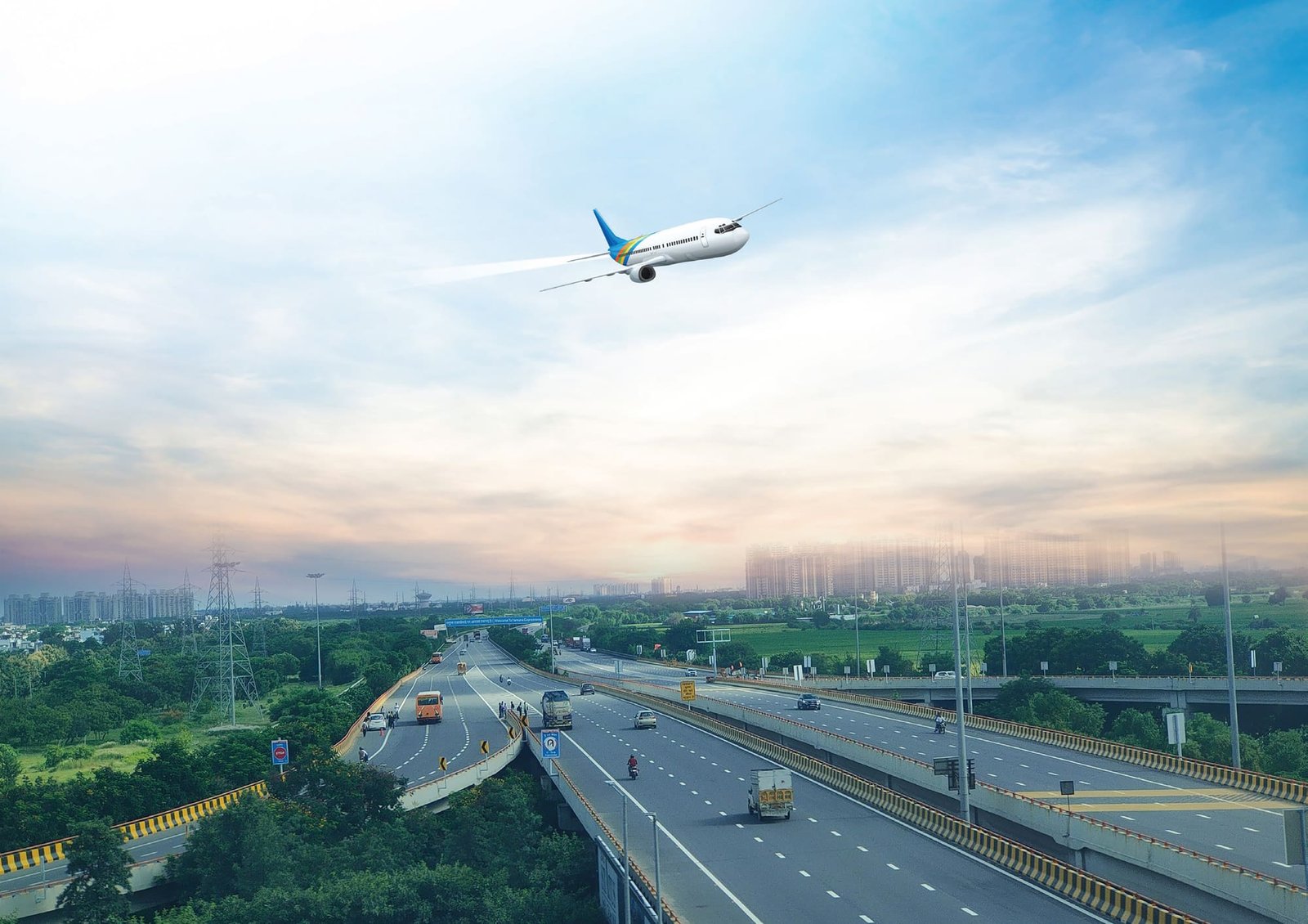 Expressway network connecting Greater Noida West to Delhi NCR and the Noida International Airport at Jewar