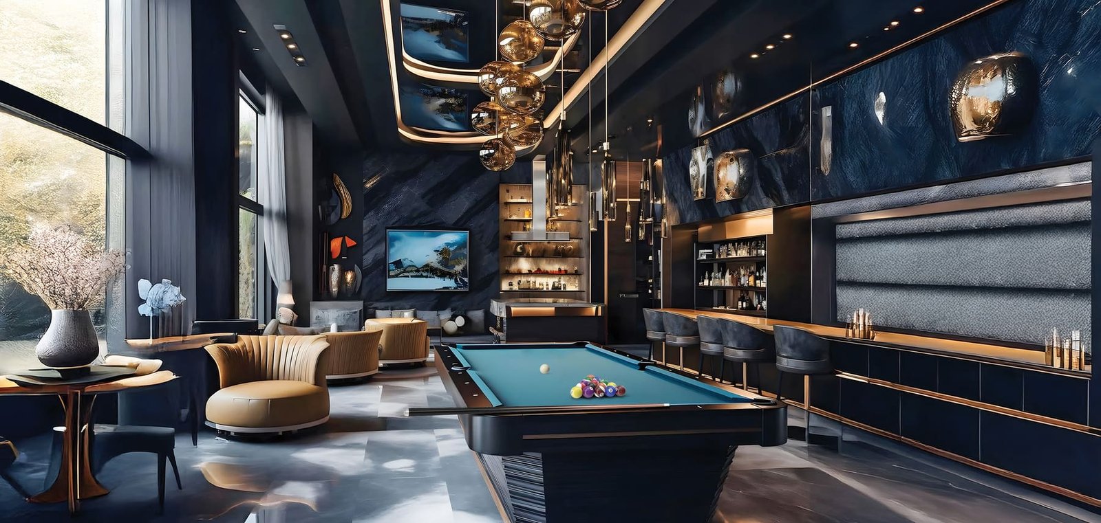 Sports bar and billiards lounge in the Entertainment Zone at Ashtech Presidential Towers