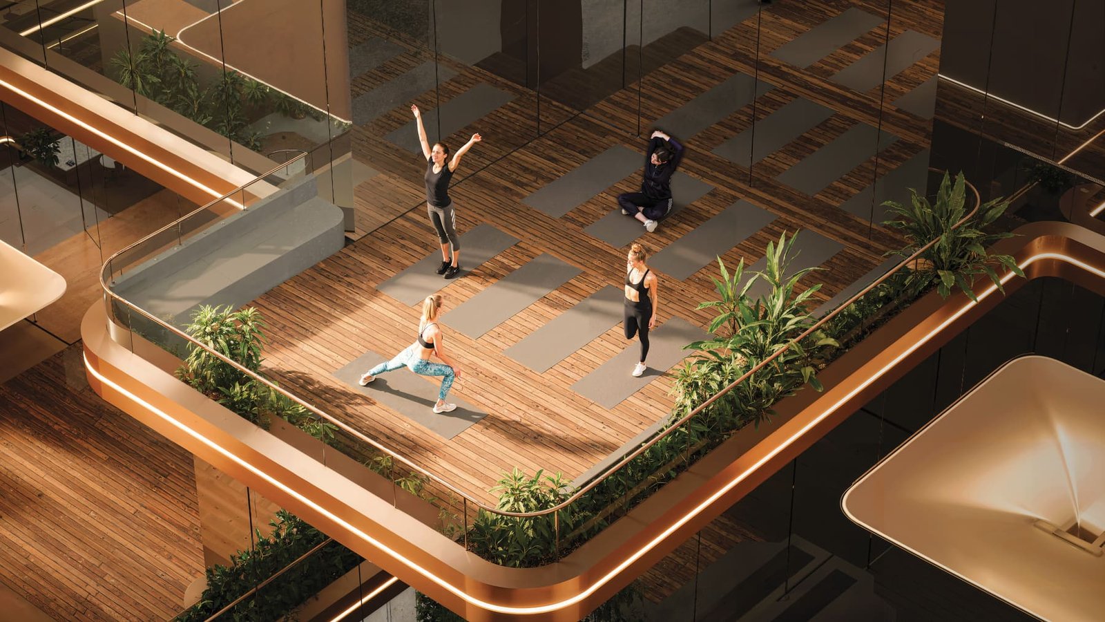 Open-air yoga and meditation deck at Ashtech Presidential Towers